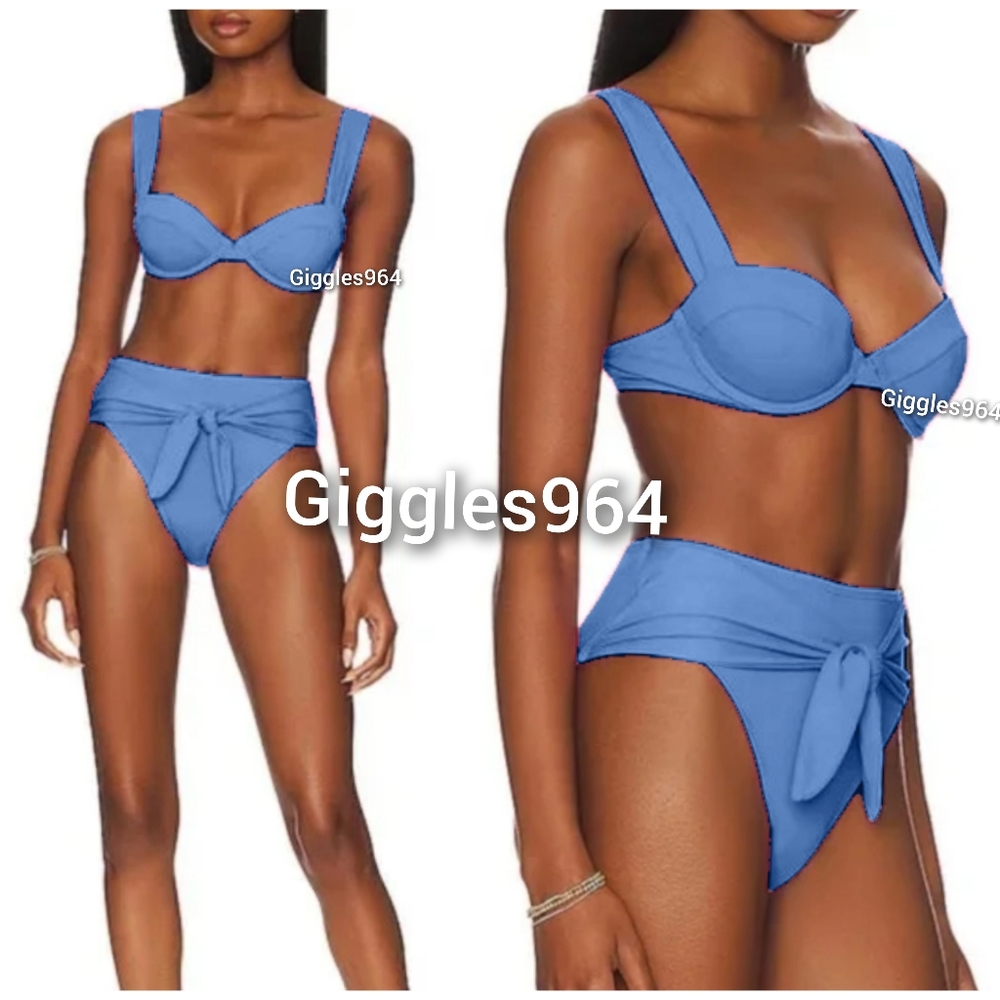 WeWoreWhat Claudia Riviera Bikini Set Blue